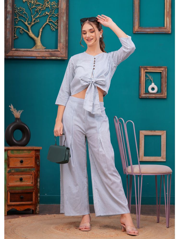     			HIGHLIGHT FASHION EXPORT Light Blue Printed Pant Top Set