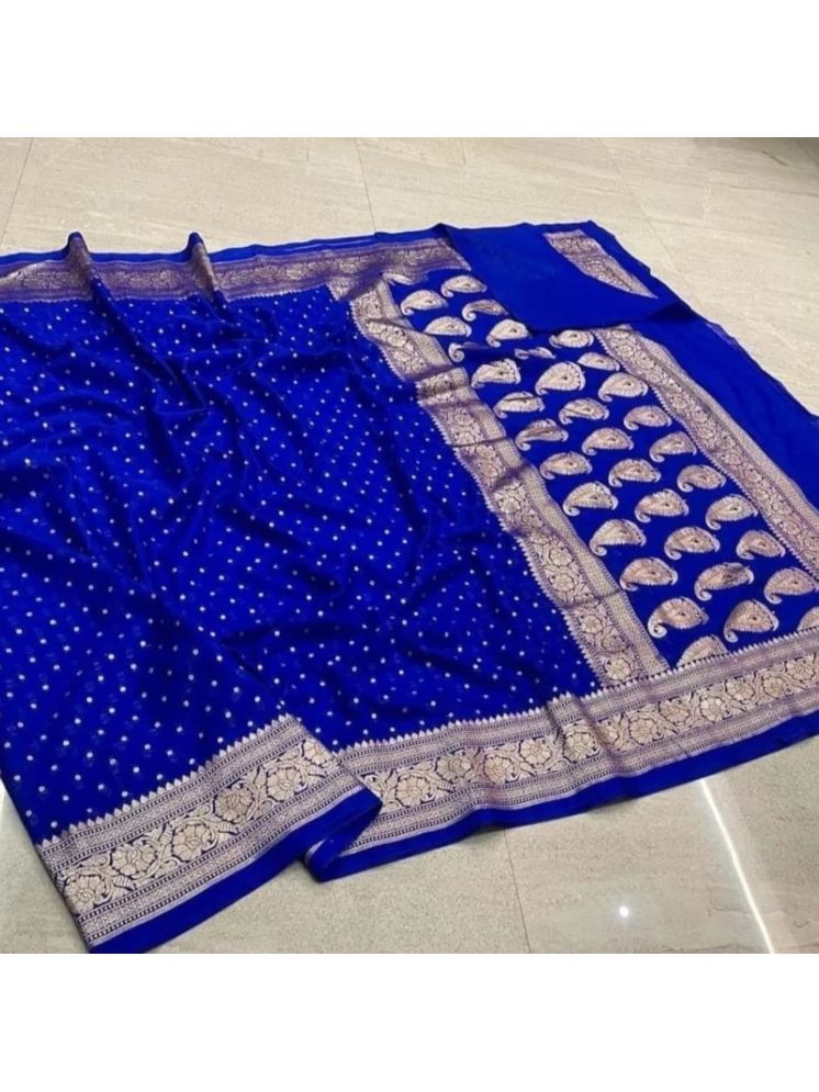     			JULEE Pack of 1 Banarasi Silk Embellished Saree With Blouse Piece ( Light Blue )