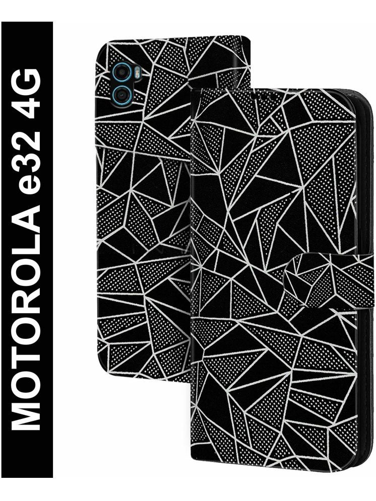     			Knotyy Black Flip Cover Artificial Leather Compatible For Motorola Moto E32 (India) ( Pack of 1 )