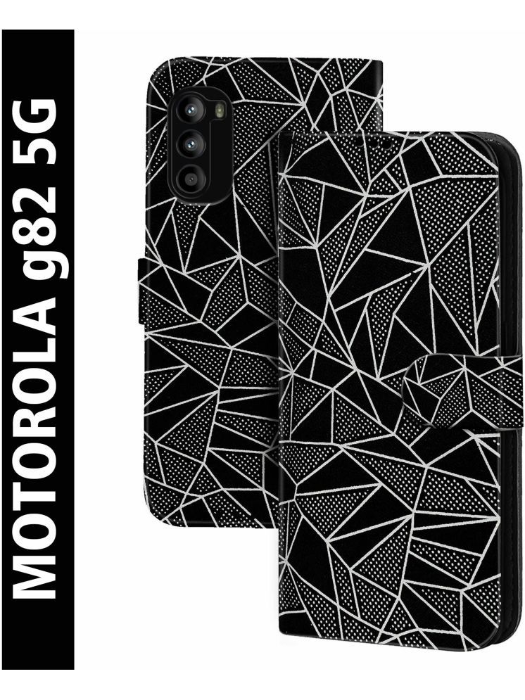     			Knotyy Black Flip Cover Artificial Leather Compatible For Motorola Moto G82 5G ( Pack of 1 )