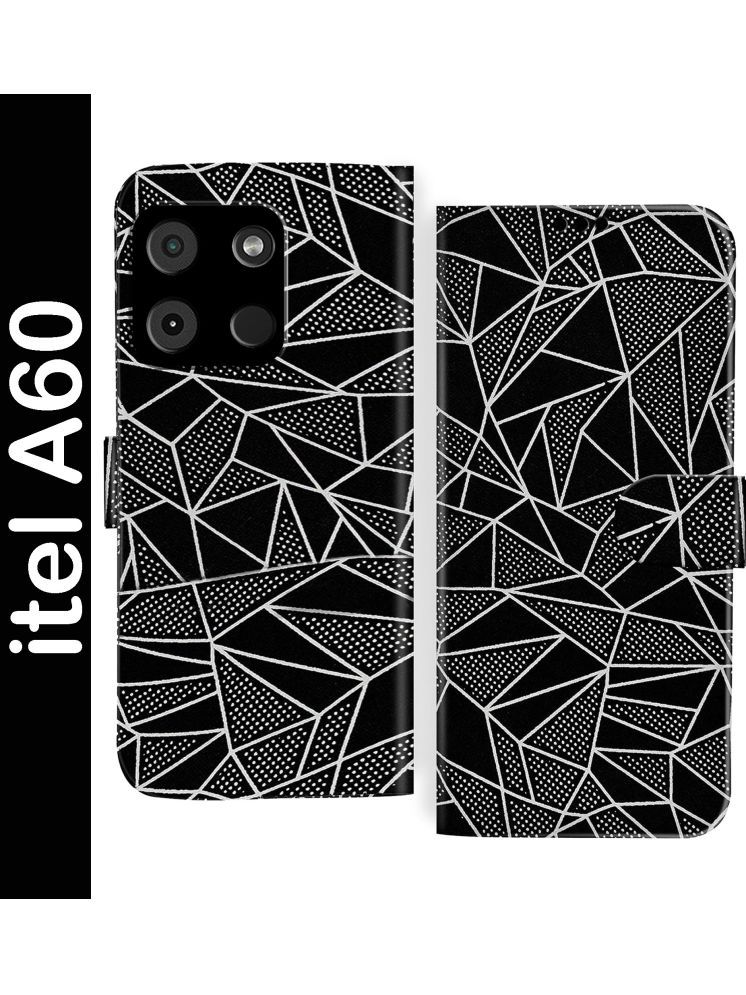     			Knotyy Black Flip Cover Artificial Leather Compatible For itel A60 ( Pack of 1 )