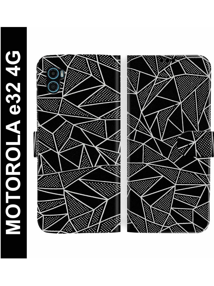     			Knotyy Black Flip Cover Artificial Leather Compatible For Motorola Moto E32 (India) ( Pack of 1 )