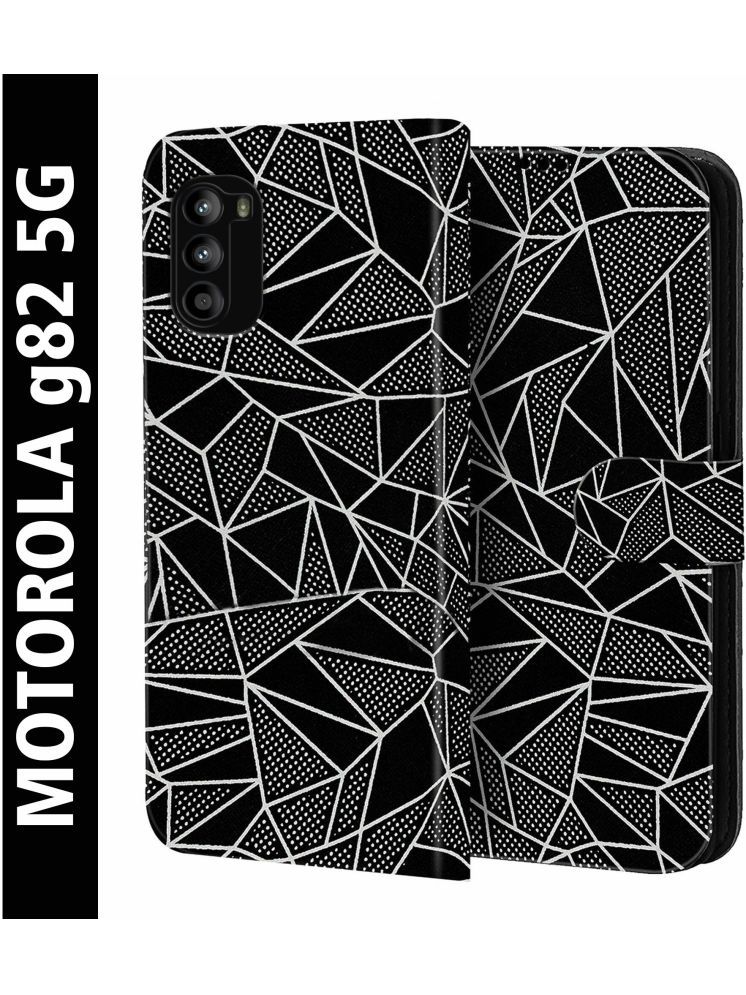     			Knotyy Black Flip Cover Artificial Leather Compatible For Motorola Moto G82 5G ( Pack of 1 )