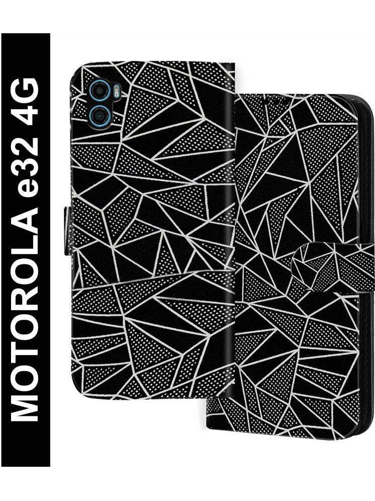     			Knotyy Black Flip Cover Artificial Leather Compatible For Motorola Moto E32 (India) ( Pack of 1 )