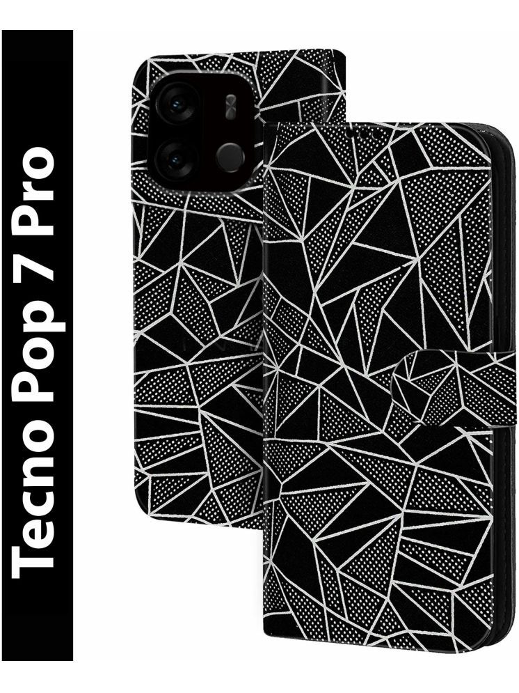     			Knotyy Black Flip Cover Artificial Leather Compatible For Tecno Pop 7 Pro ( Pack of 1 )