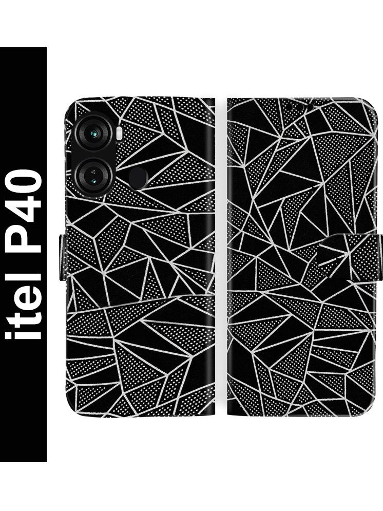     			Knotyy Black Flip Cover Artificial Leather Compatible For itel P40 ( Pack of 1 )