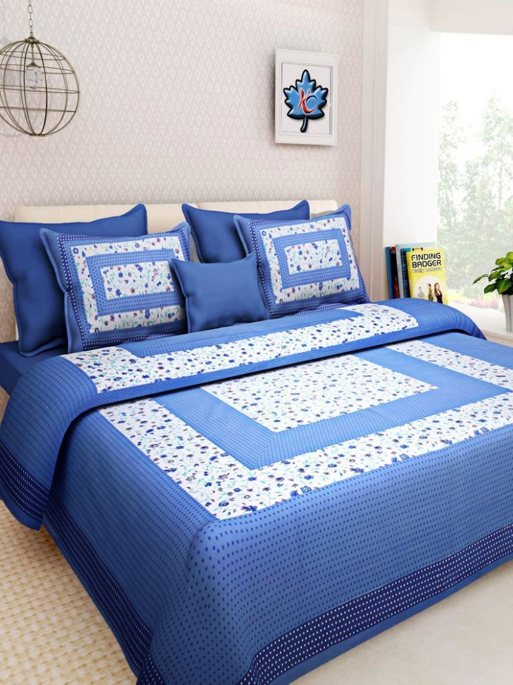     			PETROSOLY Cotton 1 Double Bedsheet with 2 Pillow Covers ( Blue )