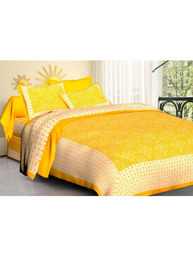     			PETROSOLY Cotton 1 Double Queen Bedsheet with 2 Pillow Covers ( Yellow )