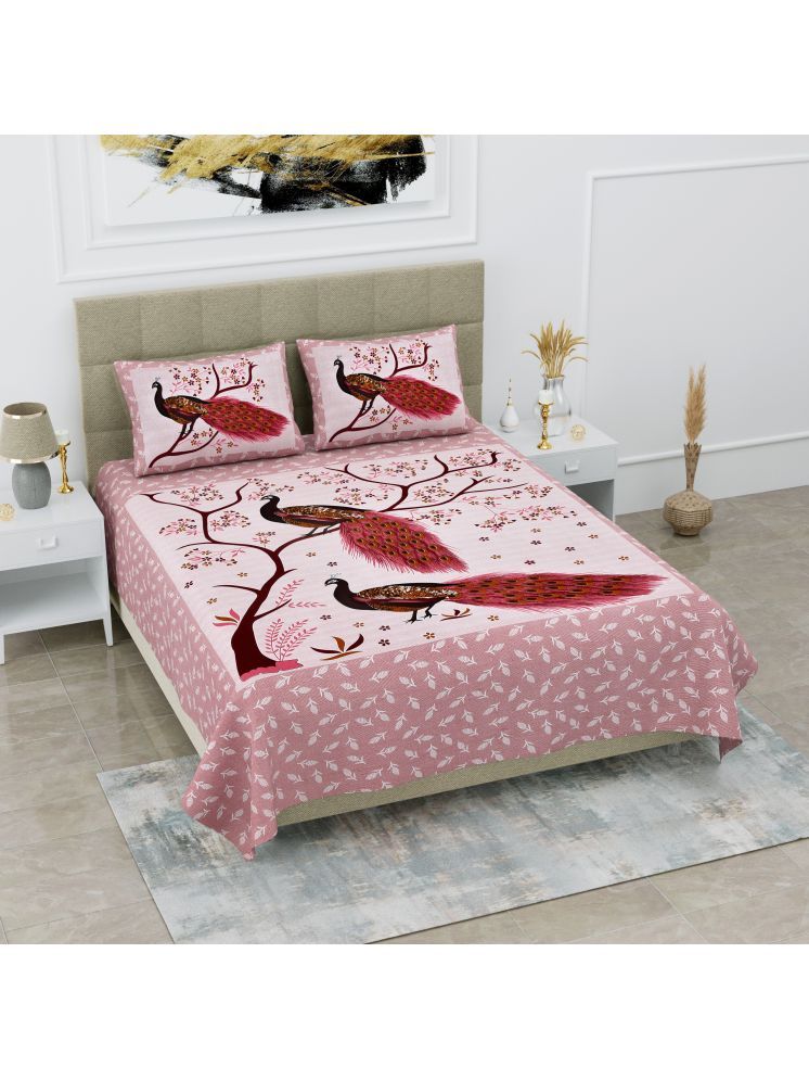     			PETROSOLY Cotton 1 Double Queen Bedsheet with 2 Pillow Covers ( Pink )