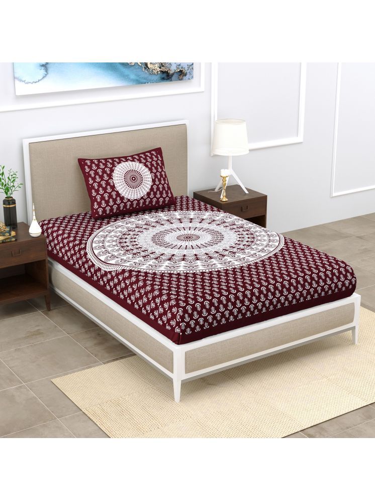     			Uniqchoice Cotton 1 Single Bedsheet with 1 Pillow Cover ( Maroon )