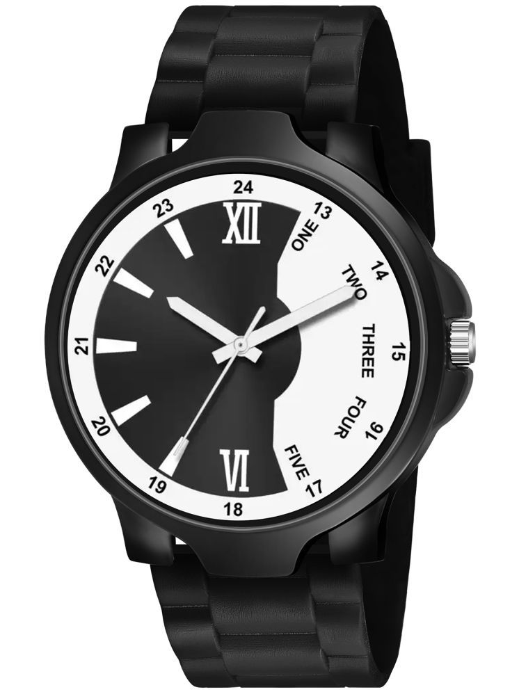     			niyatifab Black Silicon Analog Men's Watch