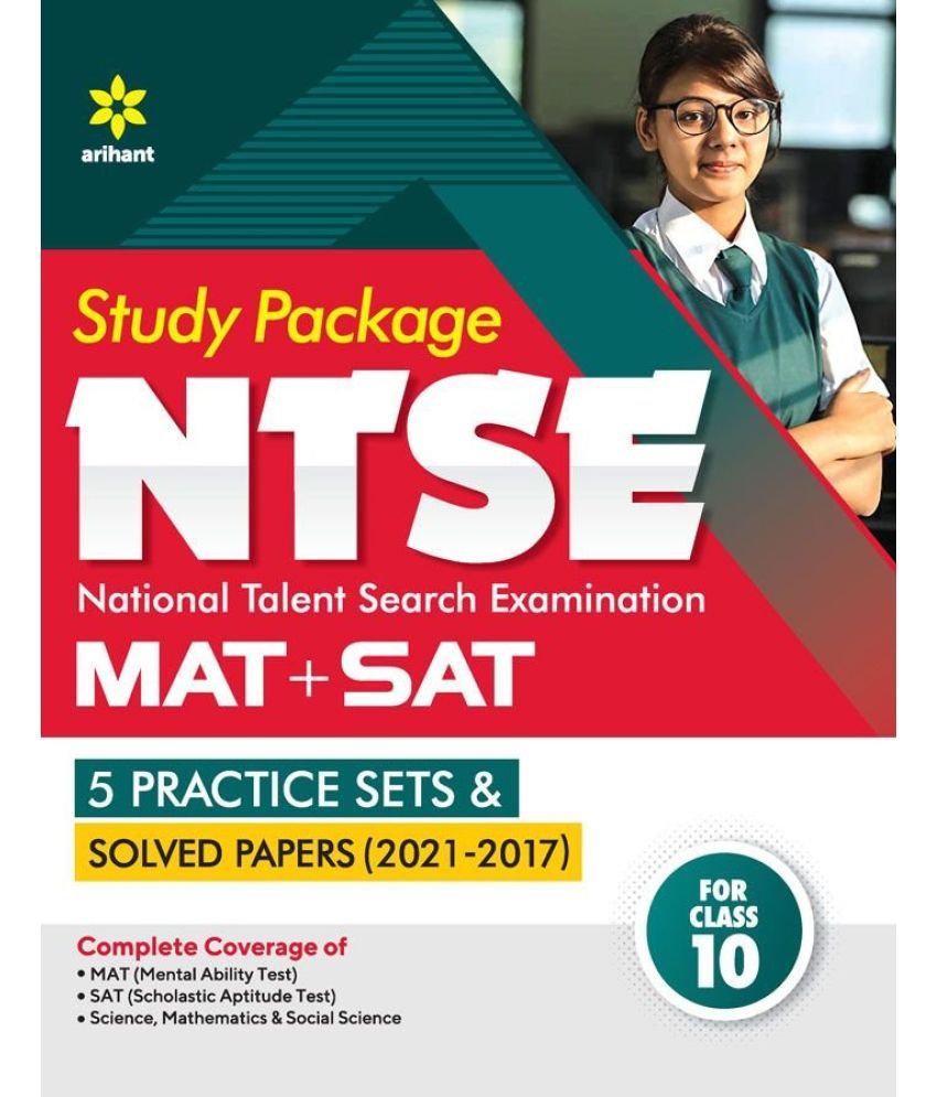     			Arihant NTSE MAT+SAT (Class X ) | 5 Practice Set & Solved Question Papers 2021 - 2018 | English Medium