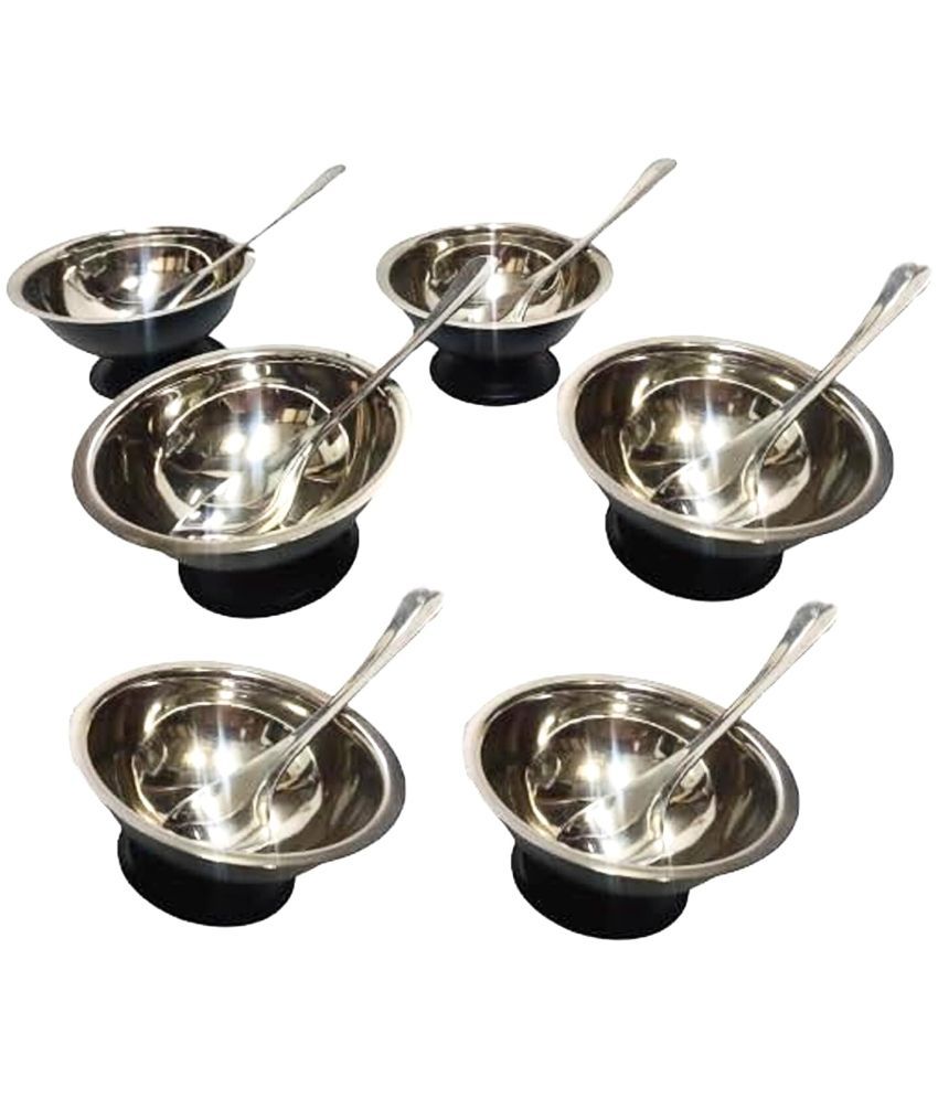     			Dynore Dessert Serving Set Stainless Steel Dessert Bowl 10 cm ( Set of 12 ) Black