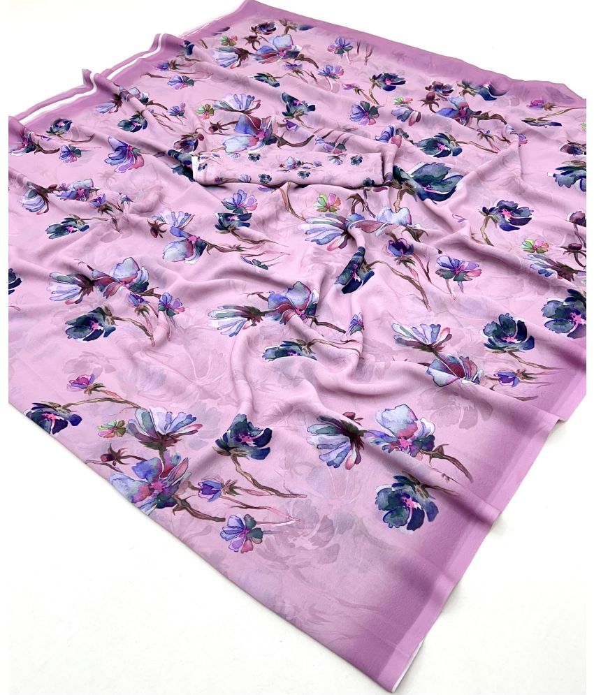     			KOMAL NX Pack of 1 Georgette Printed Saree With Blouse Piece ( Mauve )