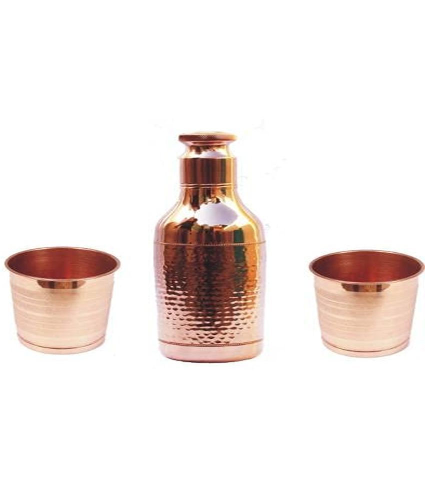     			Shakuntla Vintage bottle Set Solid Copper Saucer 1000 ml ( Pack of 3 )