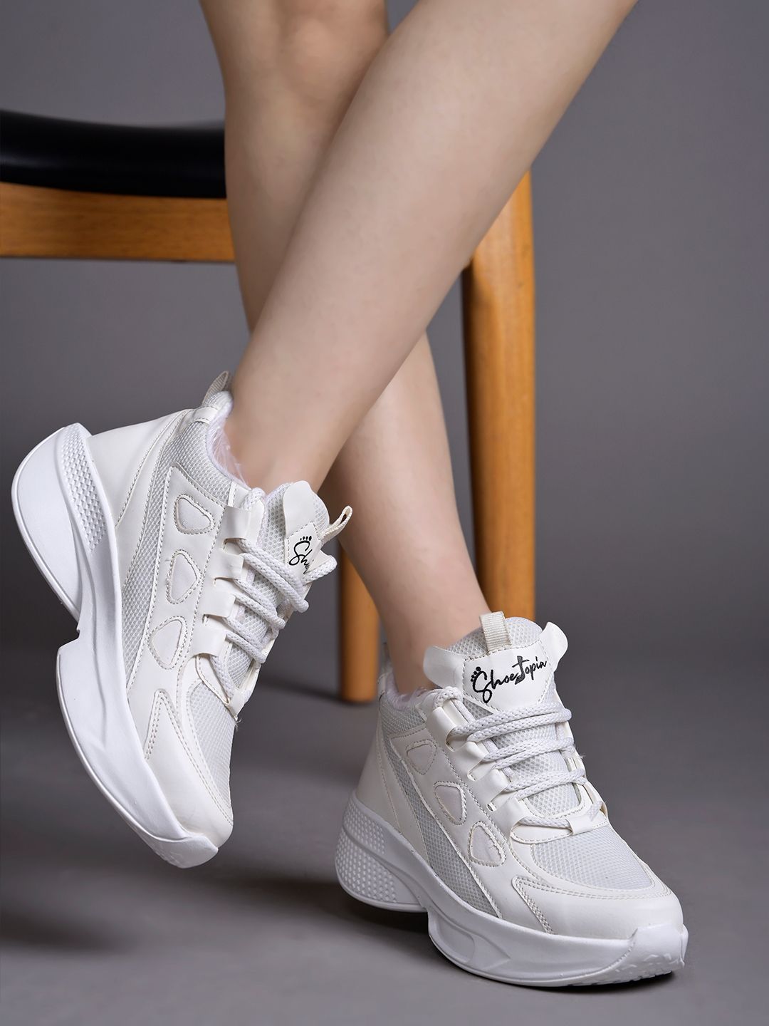     			Shoetopia White Women's Sneakers