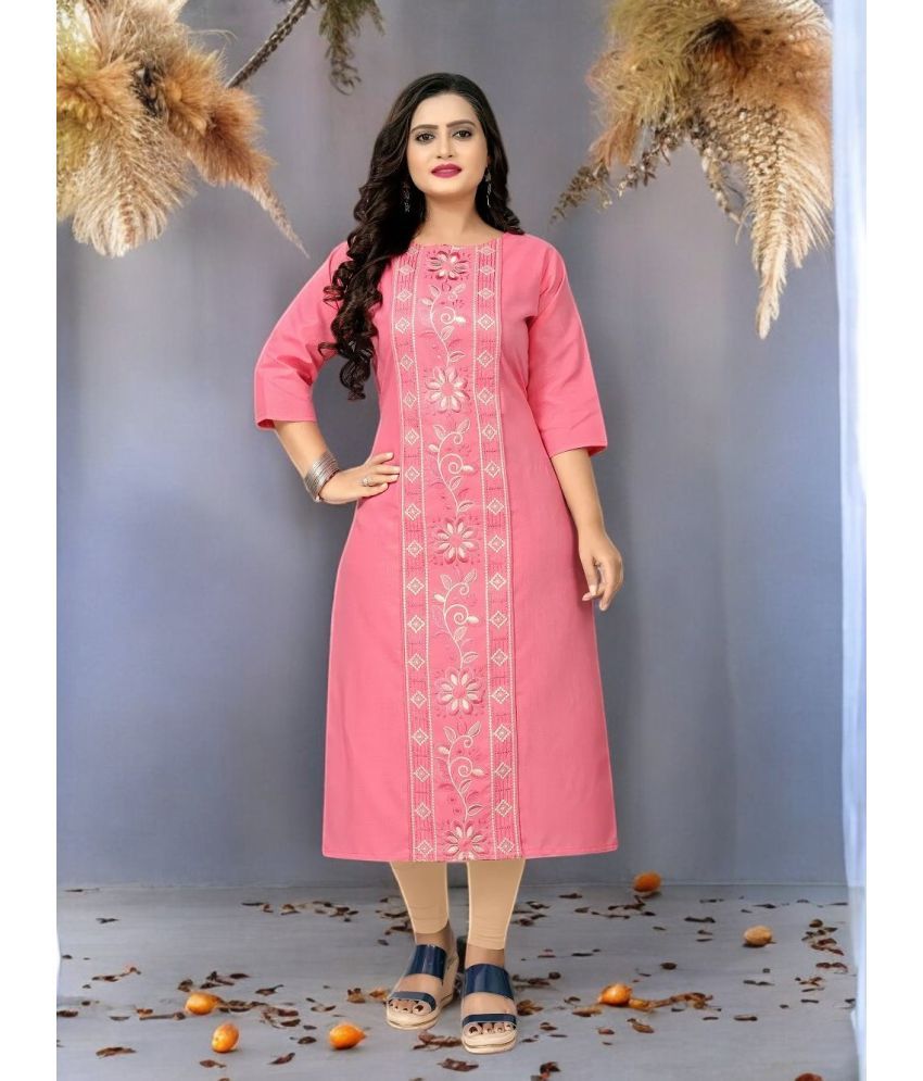     			VINHSCAPE Pack of 1 Cotton Embroidered Anarkali Women's Kurti - ( Multicolor )