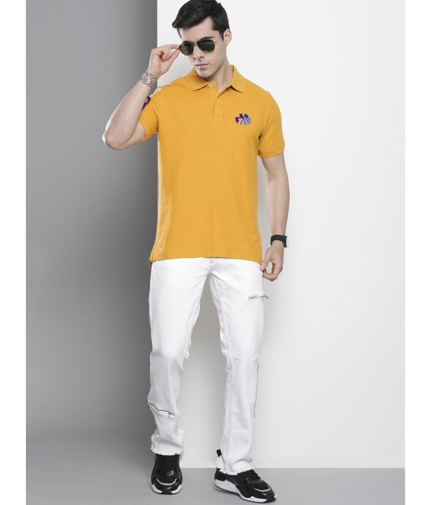     			AIN6 Pack of 1 Cotton Blend Regular Fit Solid Half Sleeves Men's Polo T Shirt ( Gold )