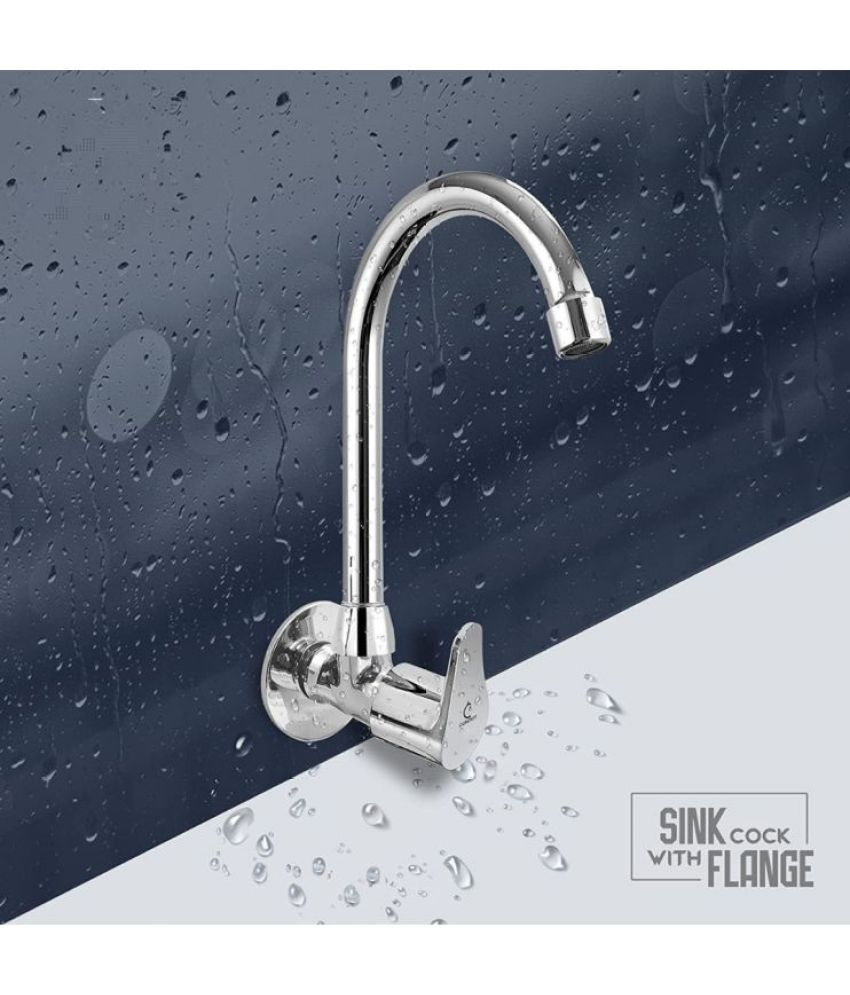     			Bathfax Zinc Alloy Wall Mounted Sink Cock Tap Steel Kitchen Sink Tap (Sink Cock)