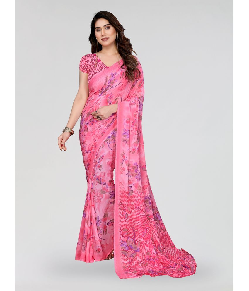     			Kashvi Sarees Pack of 1 Georgette Printed Saree With Blouse Piece ( Pink )