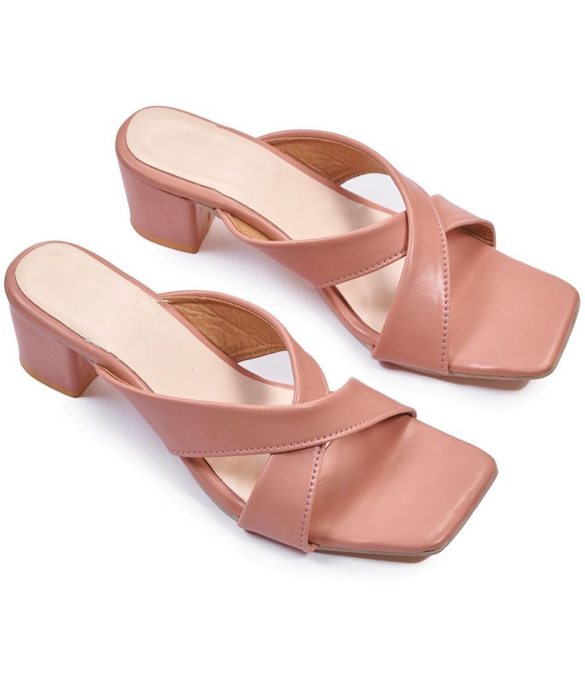     			Ravis Peach Women's Slip On Heels