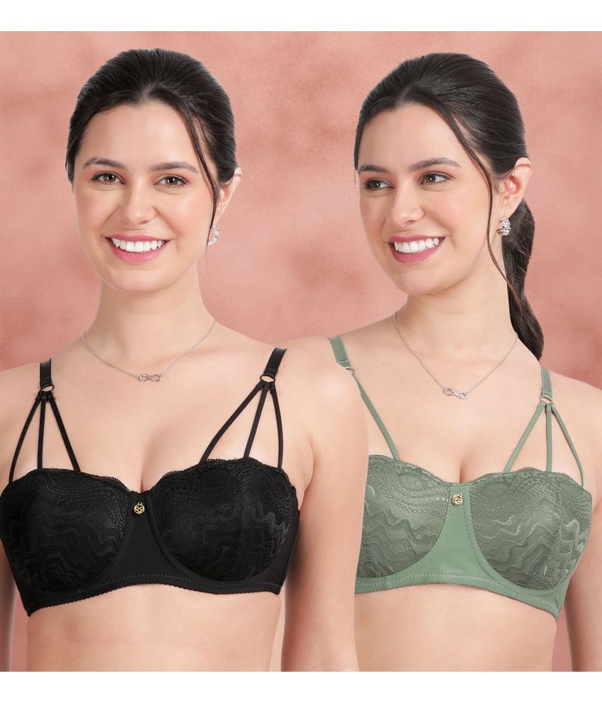     			Susie Pack of 2 Nylon Lightly Padded T-Shirt Bra For Women ( olive )