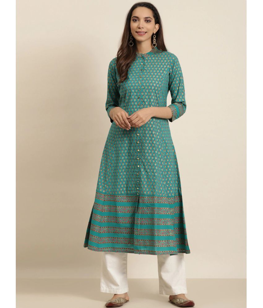     			Yash Gallery Pack of 1 Cotton Blend Printed Anarkali Women's Kurti - ( Green )