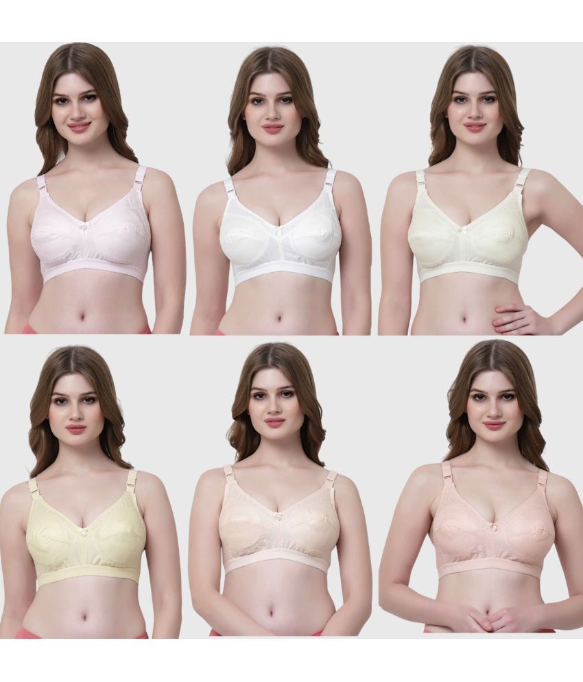     			Softskin Pack of 6 Cotton Blend Non Padded Minimizer Bra For Women ( Multicolor )