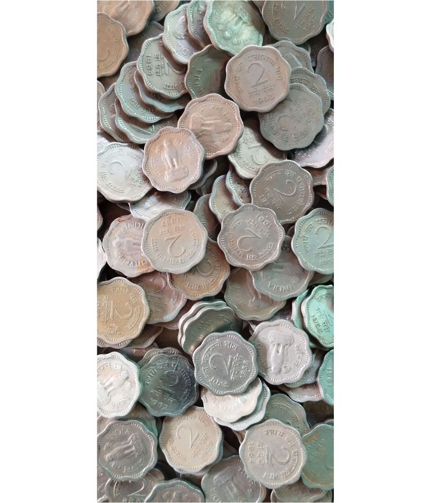     			2 Paisa Copper Nickel Circulated Condition 1957 - 1964 Mixed Year 100 PCS Lot