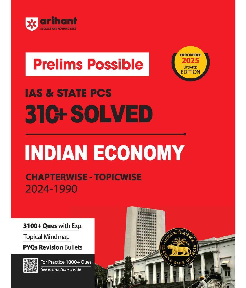     			Arihant Prelims Possible IAS & State PCS Pre Exam Indiaan Economy | 310+ Solved Papers Chapterwise-Topicwise (2024-1990) | Revised Edition 2025 | Engl