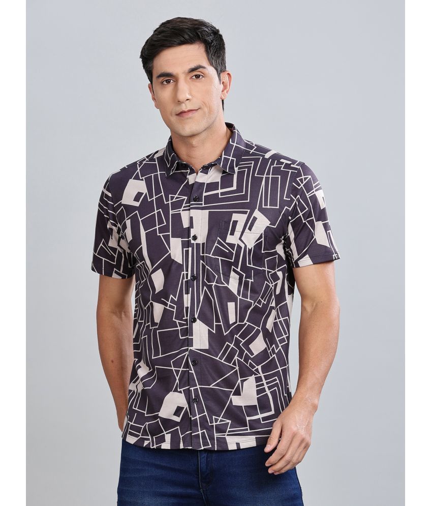     			BULLMER Cotton Blend Regular Fit Printed Half Sleeves Men's Casual Shirt - Black ( Pack of 1 )