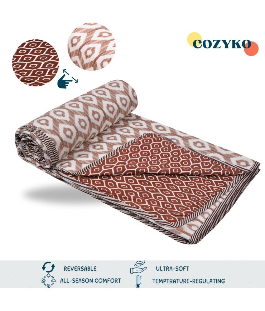     			COZYKO Cotton Printed Single Bed Dohar - Brown ( )