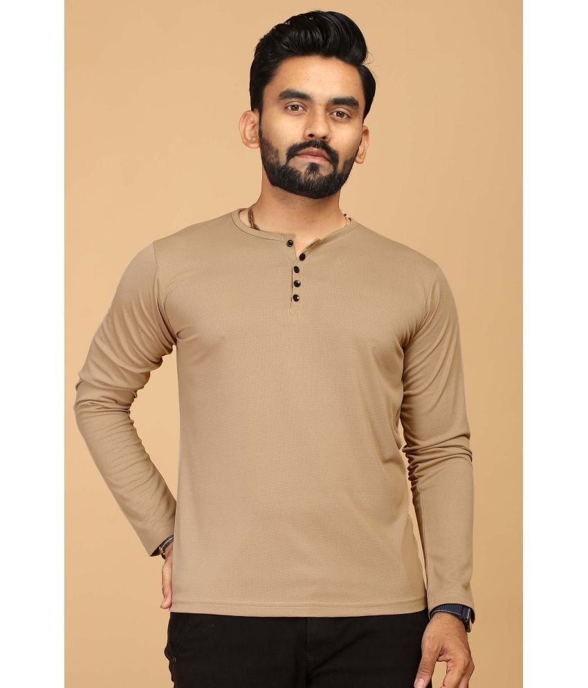     			FABRIPPLE Polyester Regular Fit Solid Full Sleeves Men's Round T-Shirt - Beige ( Pack of 1 )