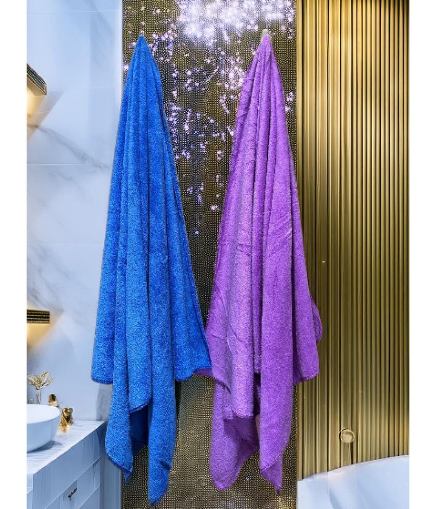     			Finesse Decor Pack of 2 Microfibre 325 -GSM Bath Towel ( Purple )