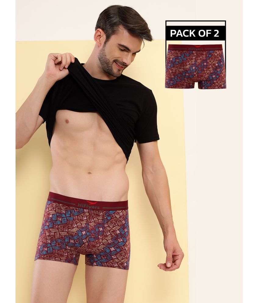     			Hiflyers Pack of 2 Cotton Blend Trunks For Men's ( Maroon )