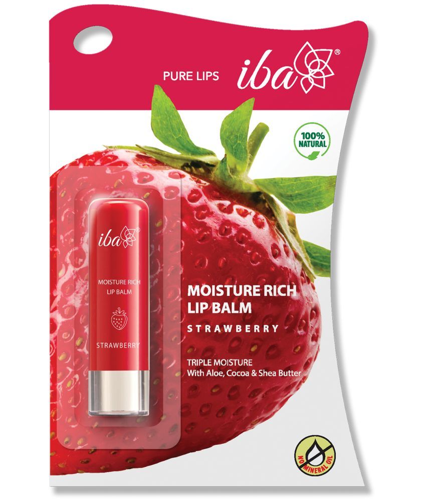     			Iba Moisture Rich Lip Balm Strawberry, 4.5 g For Dry Damaged and Chapped Lips, (Pack of 1)