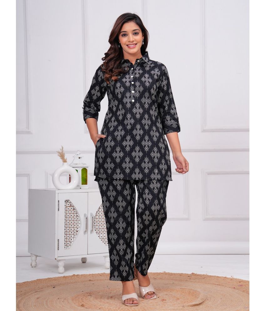     			Nevisha Style Black Printed Pant Top Set