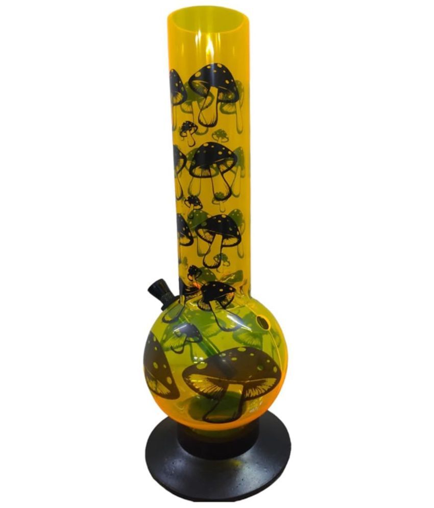     			PUFF SMART 12 Inch Mushroom Print Acrylic Waterpipe Bong (Yellow-Mushroom)