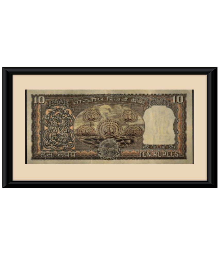     			Rare 10Rs Note 5 peacock S. Mankitamanan Vintage Note Framed Wall Art Decor With Frame Collectible Display