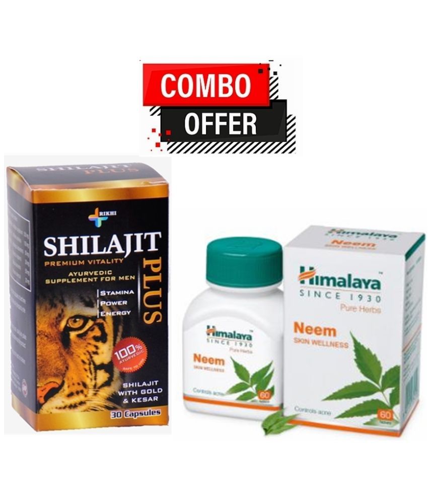     			Rikhi Shilajit Plus Capsule 30 no.s & Himalaya Neem Skin Wellness 60 Tablets Pack Of 1