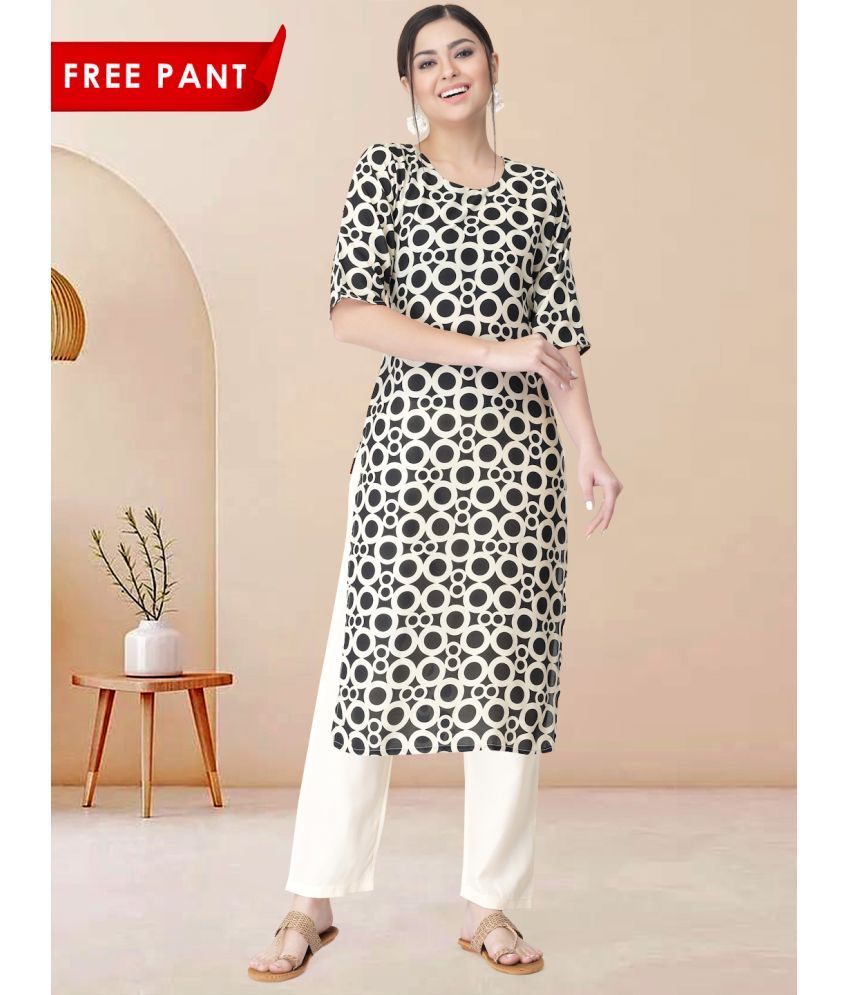     			1 Stop Fashion Pack of 1 Crepe Printed Straight Women's Kurti - ( Black )