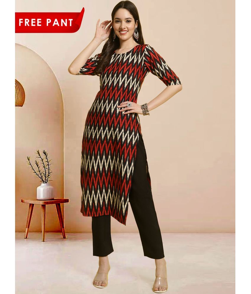     			1 Stop Fashion Pack of 1 Crepe Printed Straight Women's Kurti - ( Black )