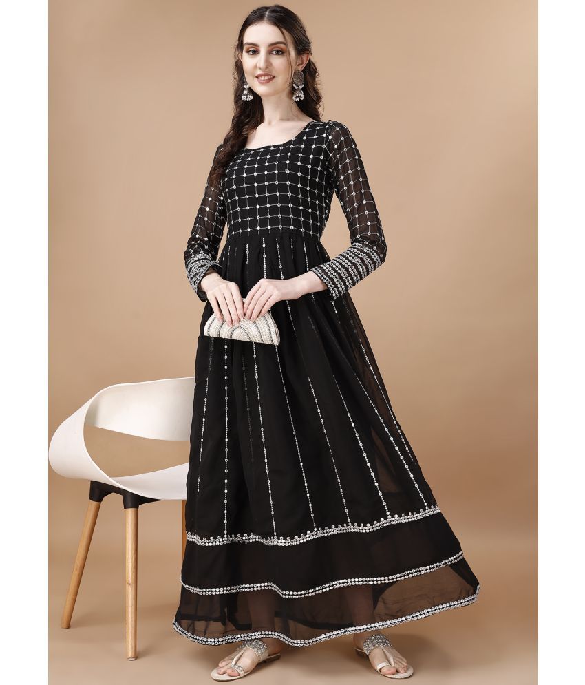     			kedar fab Black Anarkali Georgette Women's Stitched Ethnic Gown ( Pack of 1 )