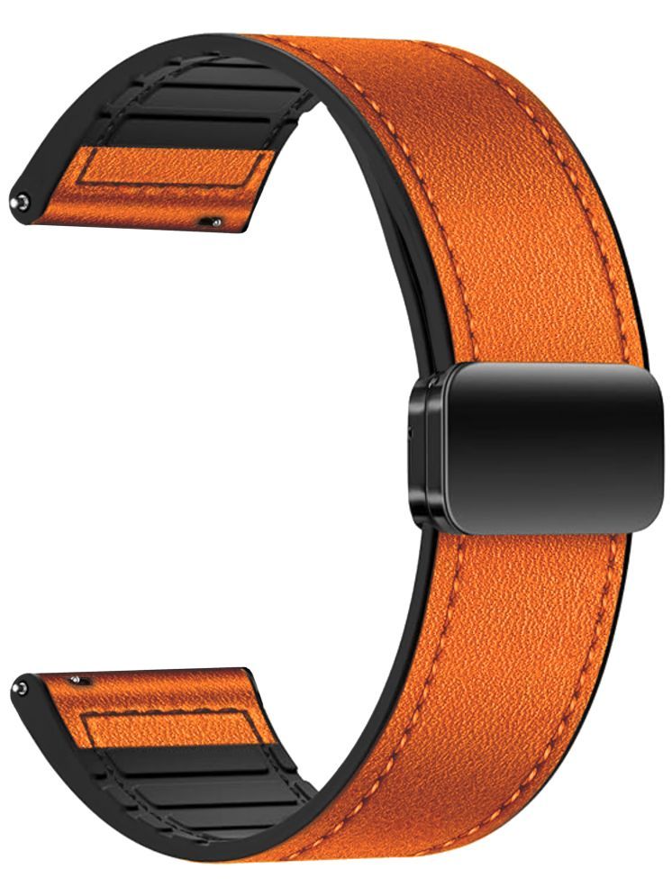     			ACM Watch Strap Leather Magnetic Silicone 22mm compatible with Fastrack Optimus 2 Pro Smartwatch Belt Luxury Band Orange