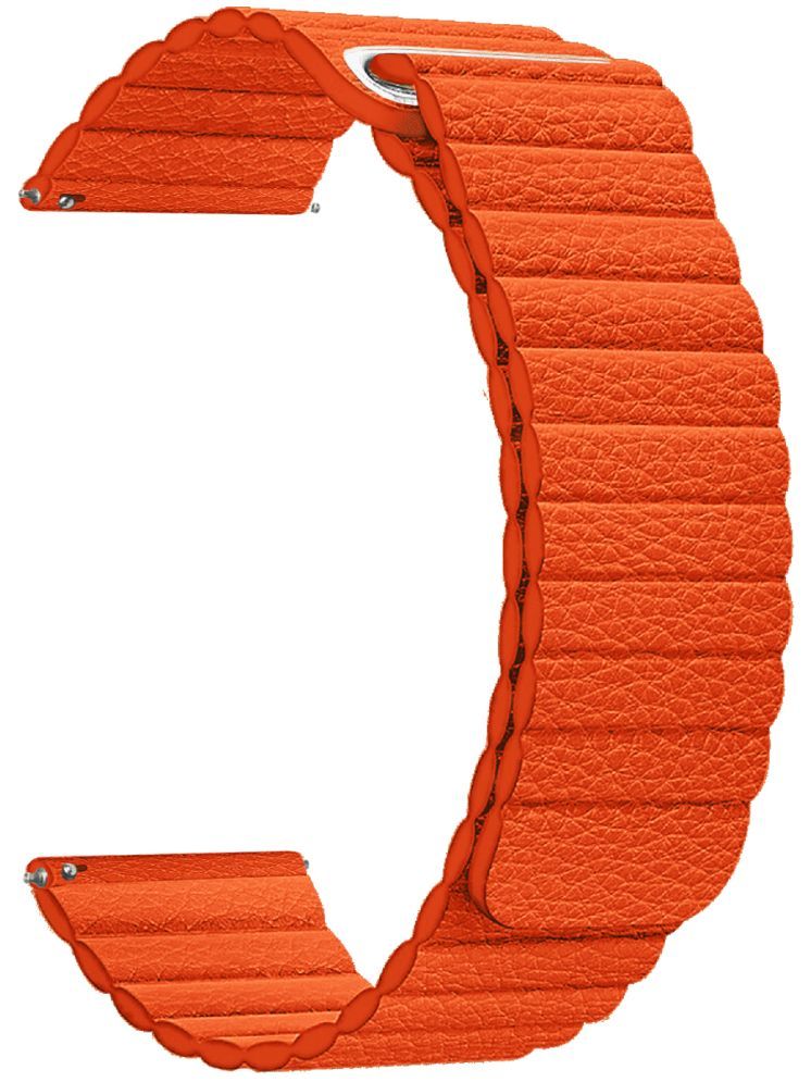     			ACM Watch Strap Magnetic Leather 22mm compatible with Itel Unicorn Pendant Smartwatch Luxury Band Orange