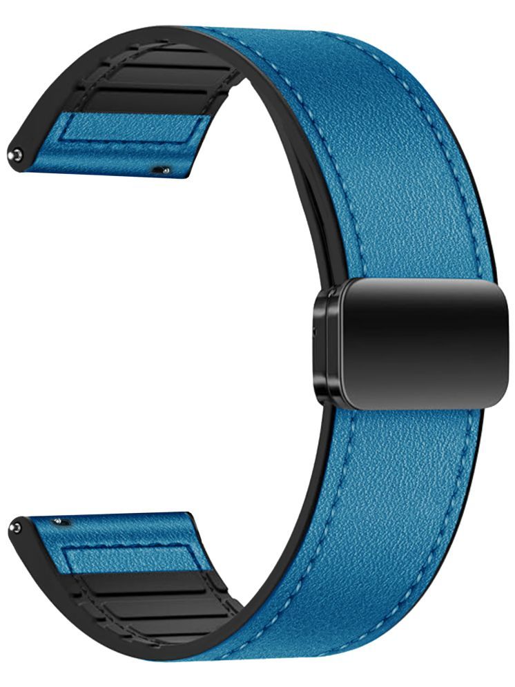     			ACM Watch Strap Leather Magnetic Silicone 22mm compatible with Nervfit Activ Smartwatch Belt Luxury Band Blue