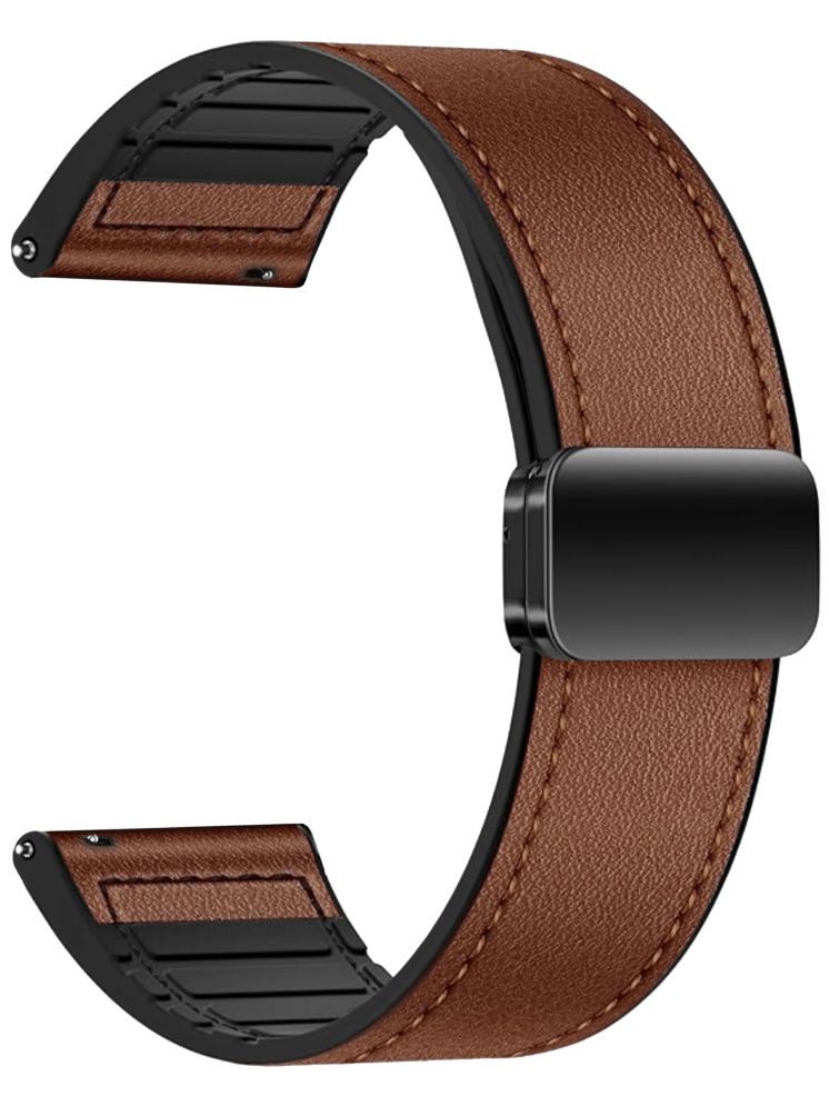     			ACM Watch Strap Leather Magnetic Silicone 22mm compatible with Nervfit Maverick Smartwatch Belt Luxury Band Brown