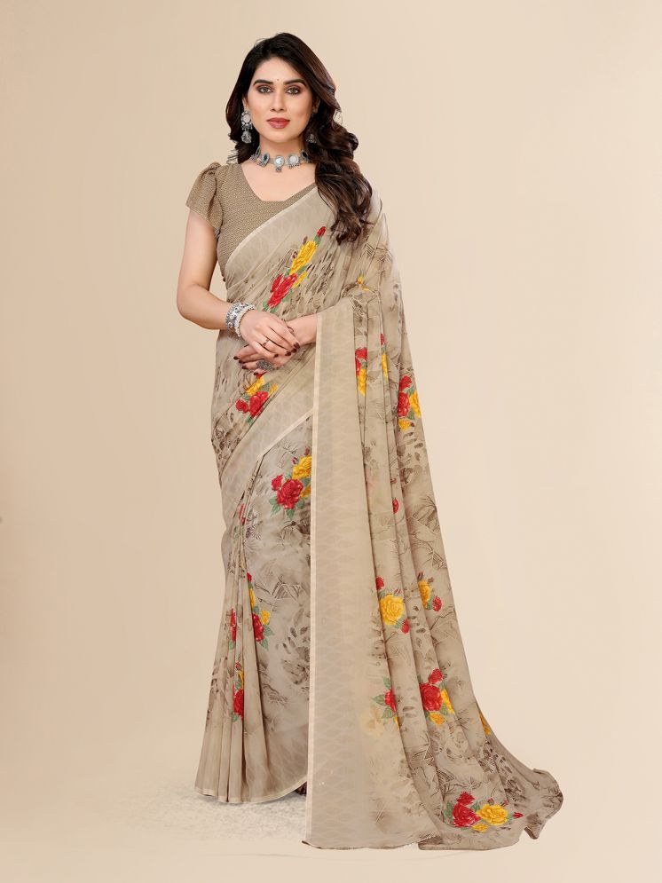     			ANAND SAREES Pack of 1 Georgette Printed Saree With Blouse Piece ( Beige )