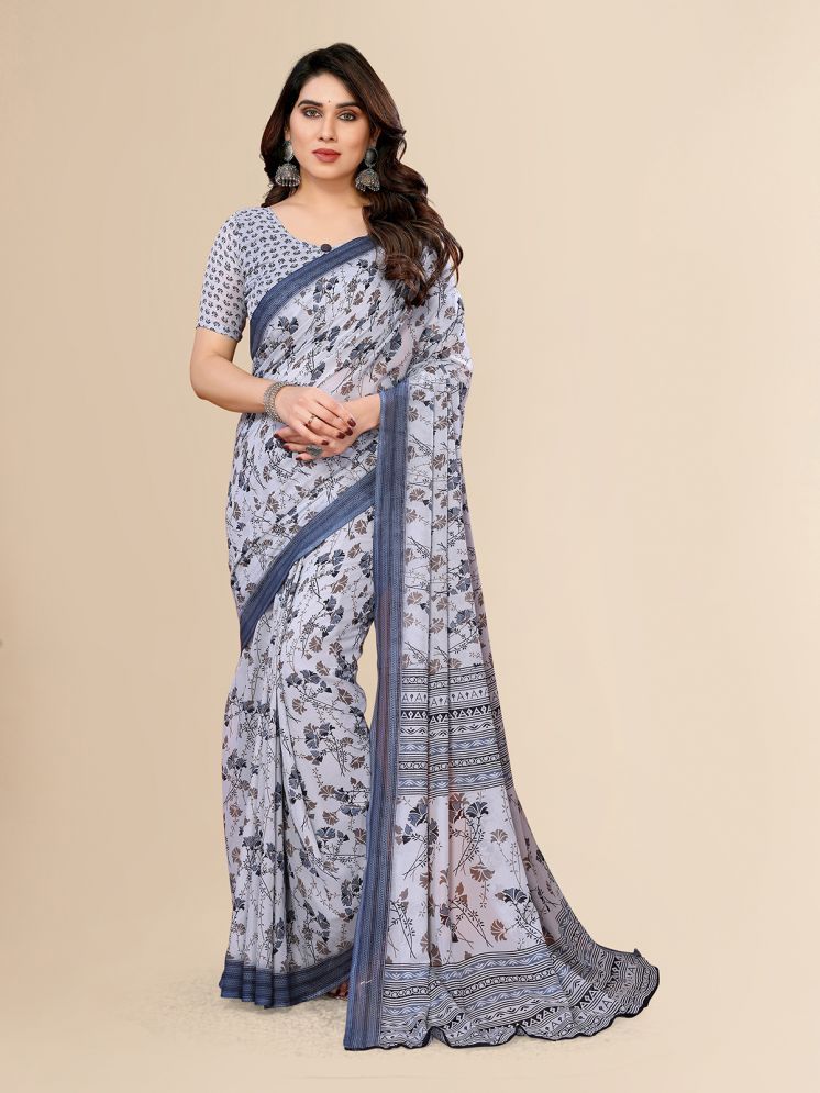     			ANAND SAREES Pack of 1 Georgette Printed Saree With Blouse Piece ( Blue )