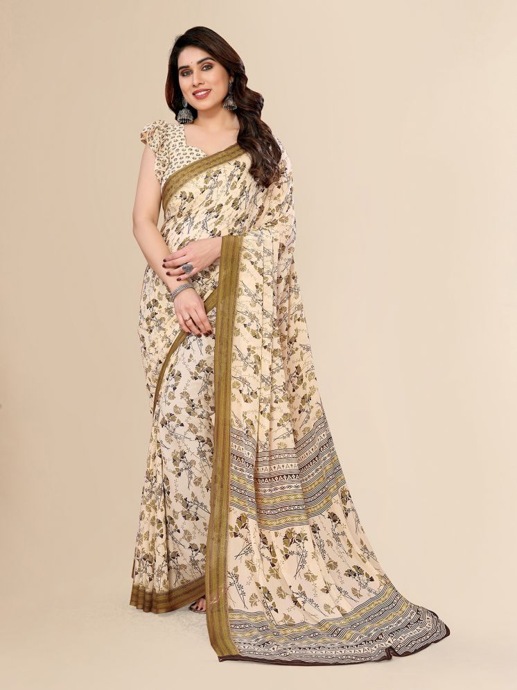     			ANAND SAREES Pack of 1 Georgette Printed Saree With Blouse Piece ( Cream )